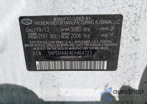 2014 Hyundai Elantra Se z USA, uszkodzony, nr VIN 5NPDH4AE4EH464723